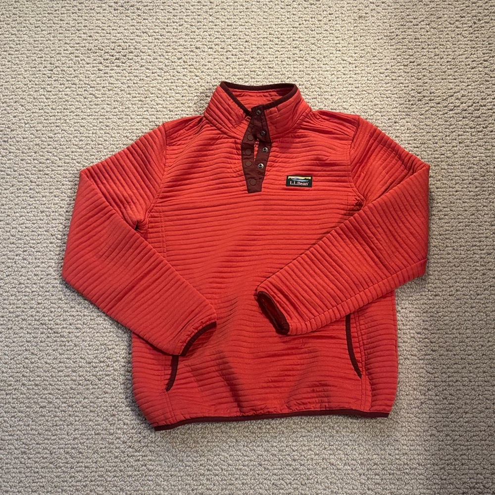 LL bean Vibrant Red/oranfe Quarter-Snap airlight pullover